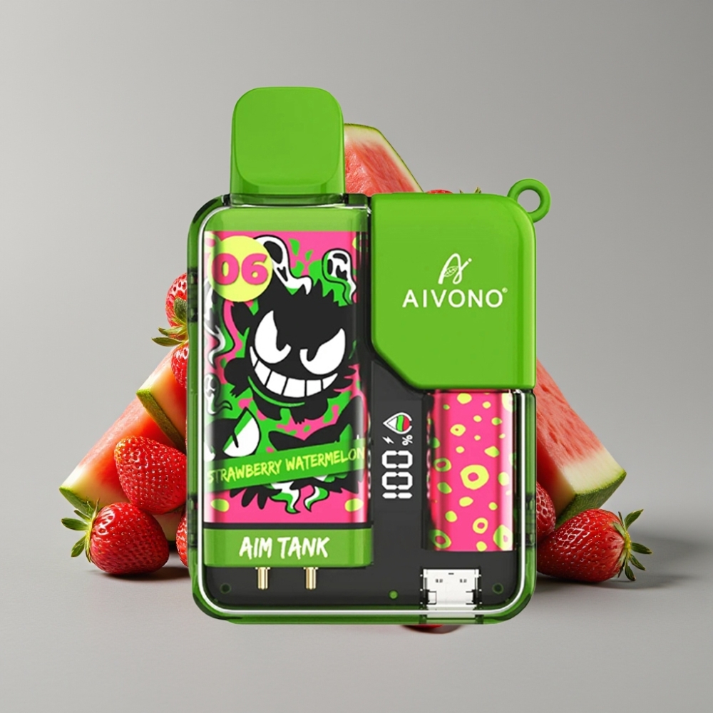 Aivono AIM-TANK 9500 Puffs Fresa Sandía, 18ml, 650mAh, LCD, 1.2ohm