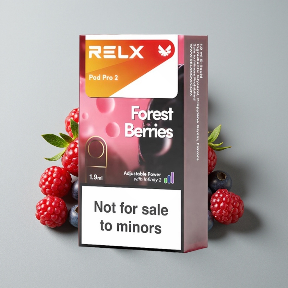 RELX Pod Pro 2 600 puffs 0% nicotina, modo Eco/Smooth/Boost, frutos del bosque