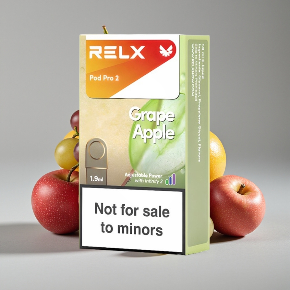 RELX Pod Pro 2 600 puffs 0% nicotina uva manzana 1.9ml 3 modos