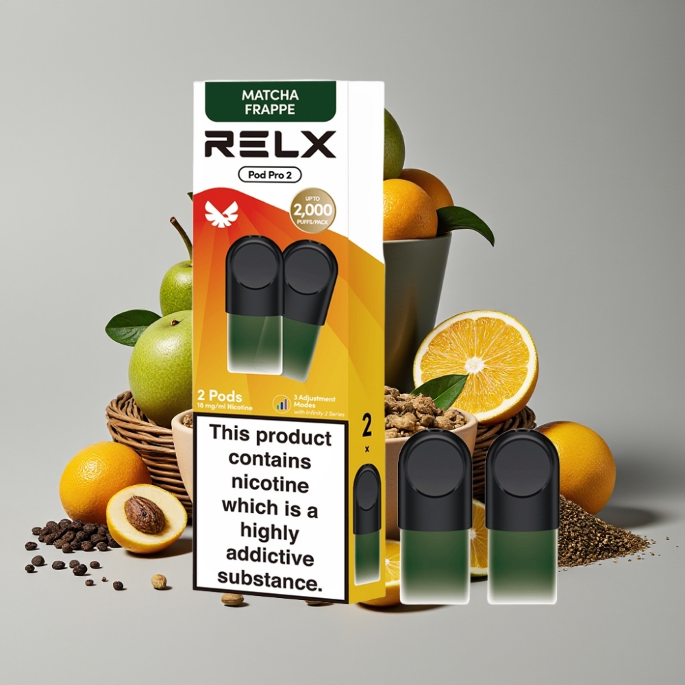 RELX Pod Pro 2 600 puffs 1.8% nic Té-Matcha Frappe 1.9ml 3 modos