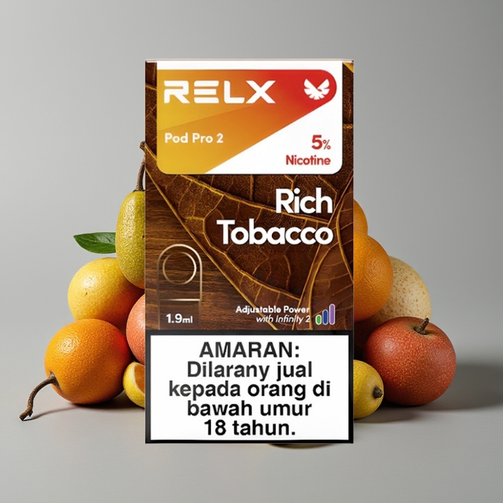 RELX Pod Pro 2 - 600 puffs - 5% nicotina - Tabaco Rico - 1.9ml - 3 modos de voltaje