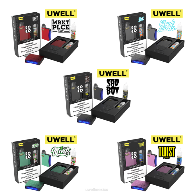 UWELL e cigarette - UWELL CALIBURN AK3 kit + vainas a3s 0.8ohm (x2) + daddy\'s vapor 10ml sales 50mg crl: gris/flv: azul melocotón frambuesa T60T247