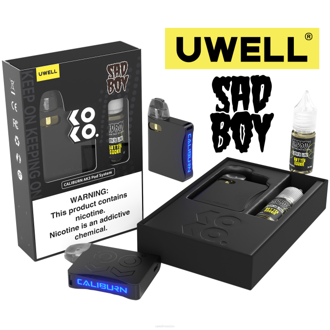 UWELL online shop - UWELL CALIBURN AK3 kit + vainas a3s 0.8ohm (x2) + daddy's vapor 10ml sales 50mg crl: negro/flv: galleta de natillas 50 mg T60T243