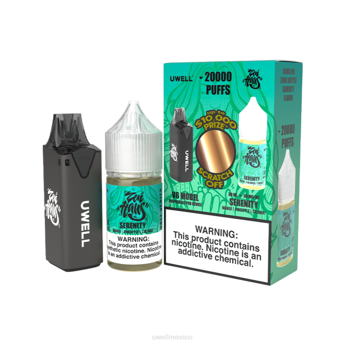 UWELL Monterrey - UWELL V6 dispositivo desechable + jugo daddy's vapor 30ml - paquete de colaboración clr: negro/flv: serenidad 50 mg T60T222