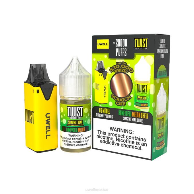 UWELL e cigarette - UWELL V6 dispositivo desechable + jugo daddy's vapor 30ml - paquete de colaboración clr: amarillo/flv: melón dulce masticable 50 mg T60T217