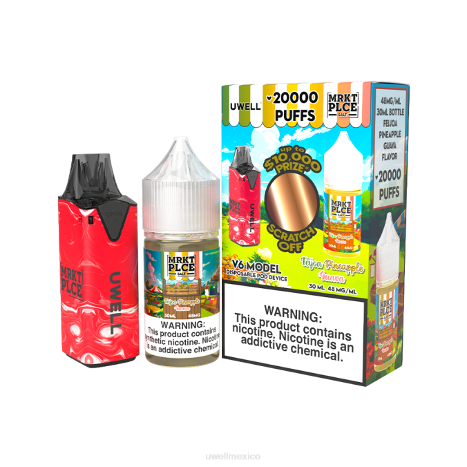 UWELL e cigarette - UWELL V6 dispositivo desechable + jugo daddy's vapor 30ml - paquete de colaboración clr: rojo/flv: feijoa piña guayaba 48 mg T60T207