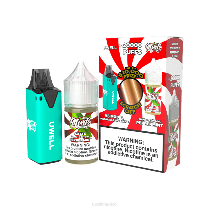 UWELL e cigarette - UWELL V6 dispositivo desechable + jugo daddy\'s vapor 30ml - paquete de colaboración clr: rojo/flv: feijoa piña guayaba 48 mg T60T207