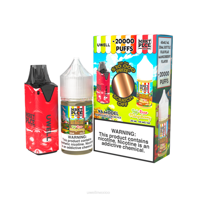UWELL precio - UWELL V6 dispositivo desechable + jugo daddy's vapor 30ml - paquete de colaboración clr: rojo/flv: pera fuji mangoberry 48 mg T60T209